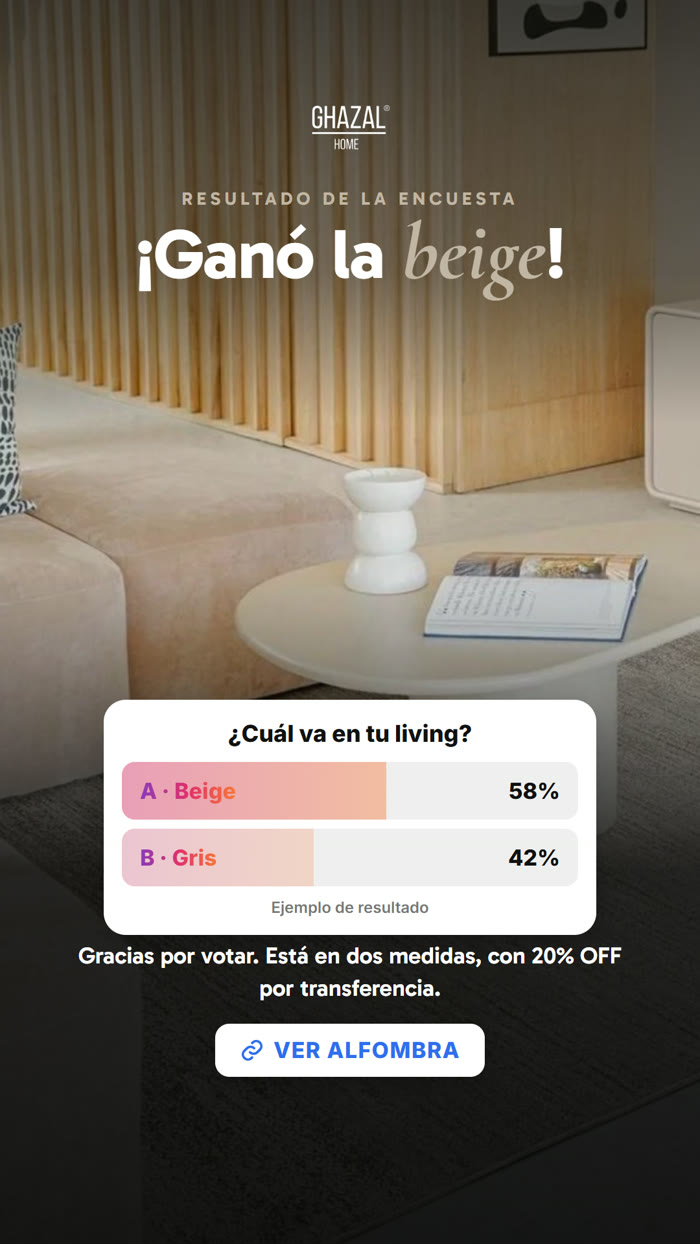 Ghazal Home, resultado: ganó la beige