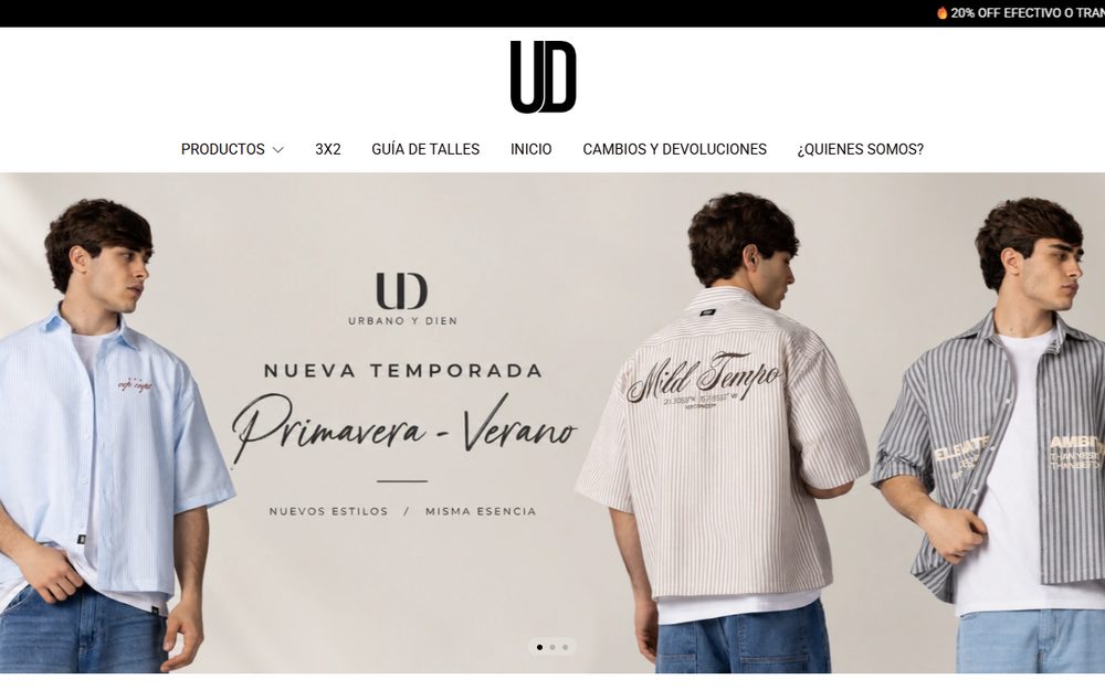 Tienda online de Urbano y Dien con banner de nueva temporada